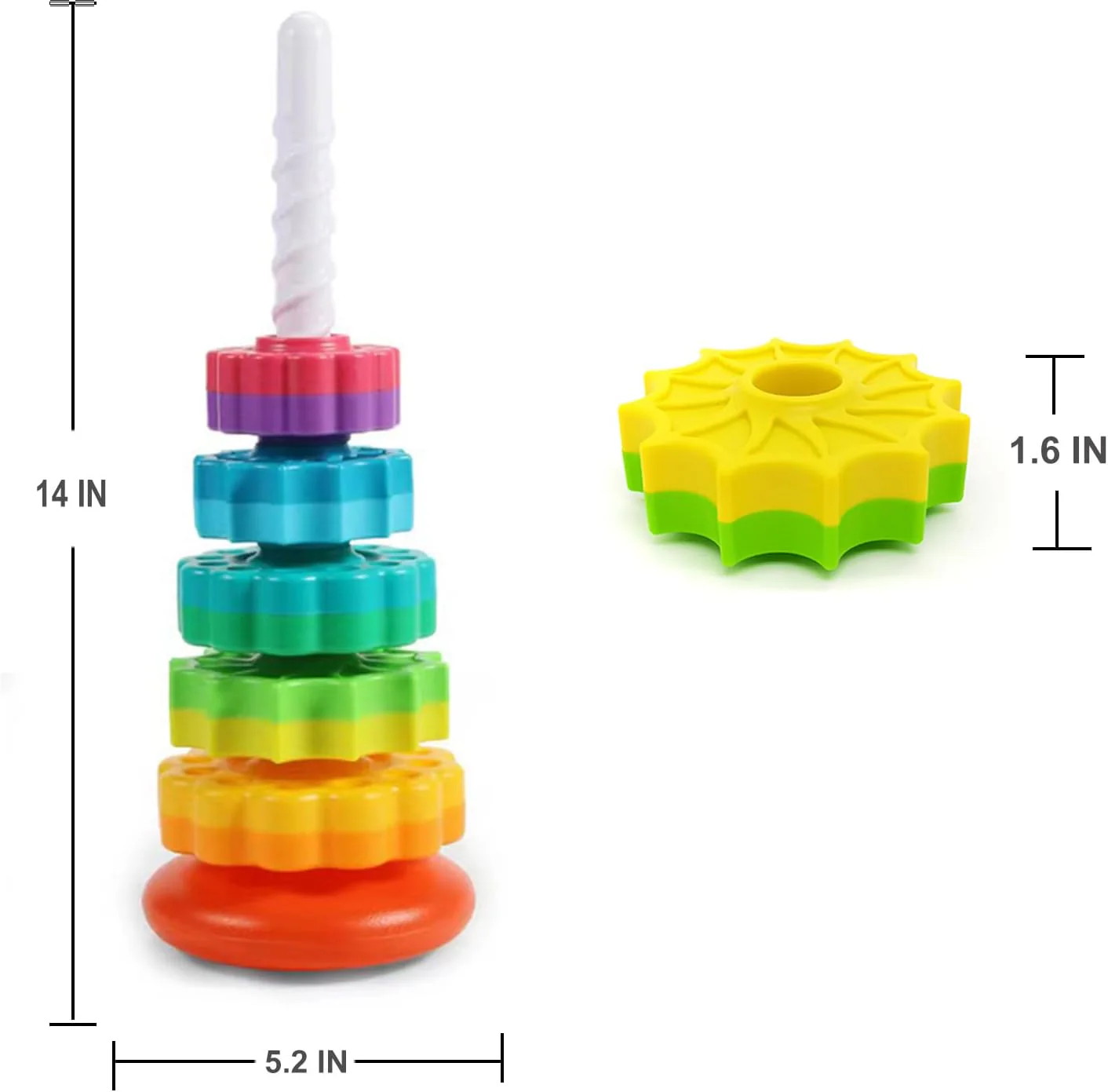 Spinning Stacking Toys, Educational Toddler Toy Stacking Rings Baby Toys, Montessori Toy for Girls and Boys, Spin Gears Christmas Birthday Gift for 1-3 Year Old - Image 3