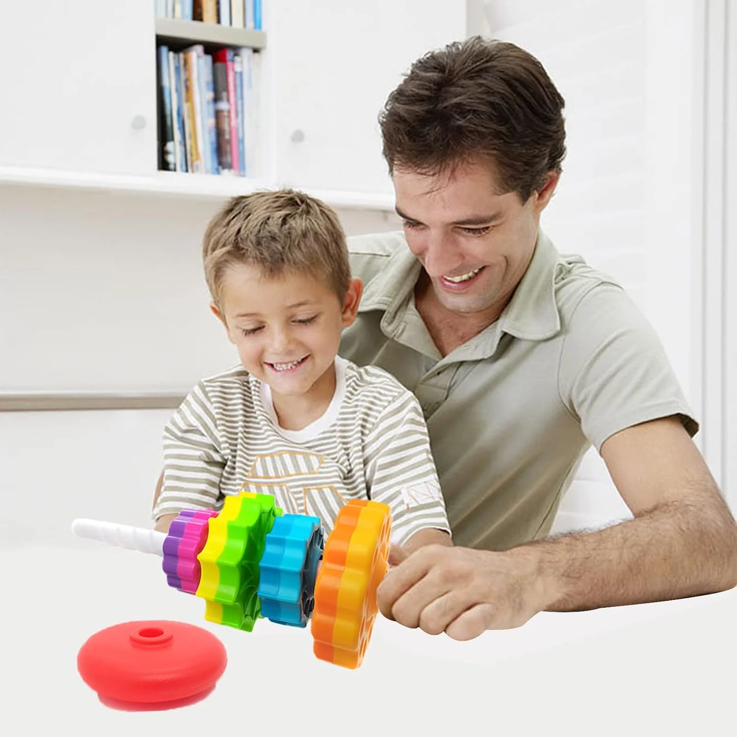 Spinning Stacking Toys, Educational Toddler Toy Stacking Rings Baby Toys, Montessori Toy for Girls and Boys, Spin Gears Christmas Birthday Gift for 1-3 Year Old - Image 5
