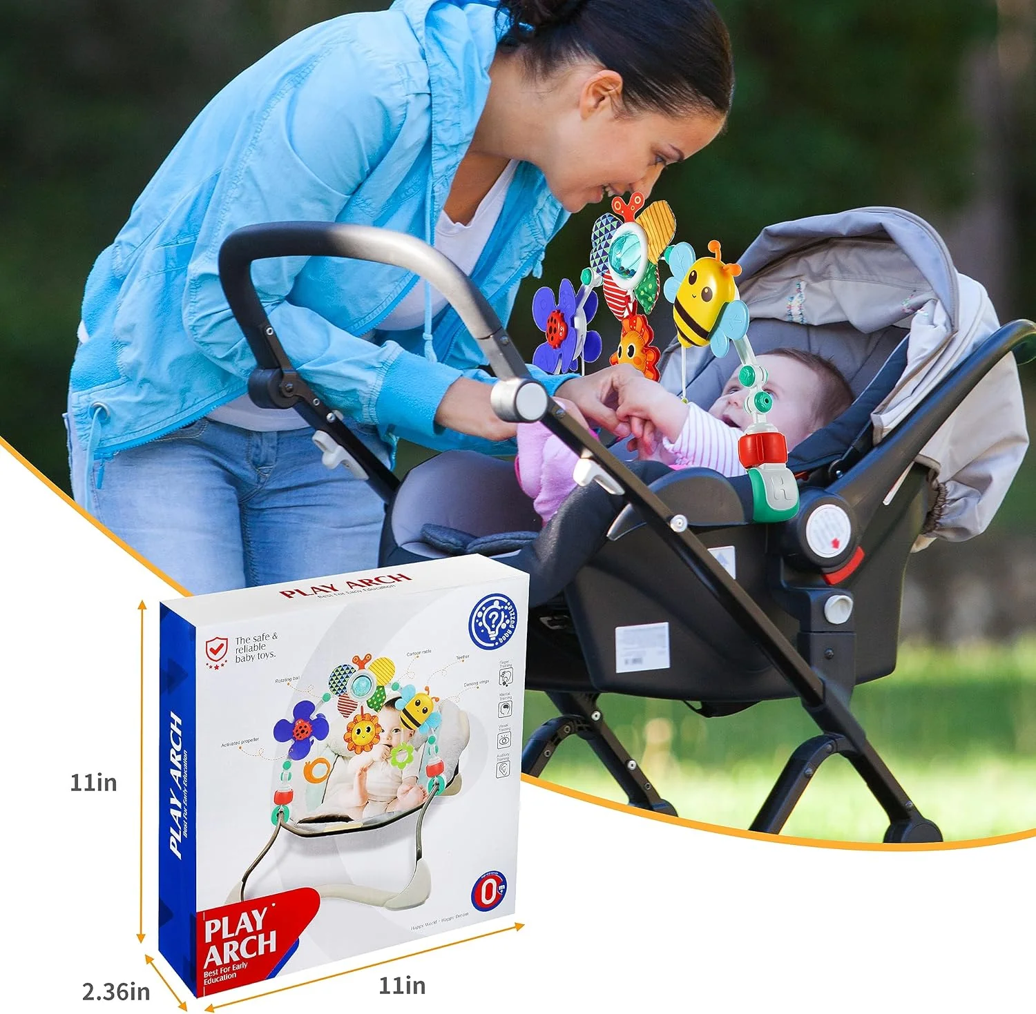 Adjustable Arch Bassinet Toys for Infant & Toddlers, Stroller Arch, Baby Crib Toys with Fascinating Hanging for Stimulating Baby’s Senses and Developing Motor Skills - Image 2