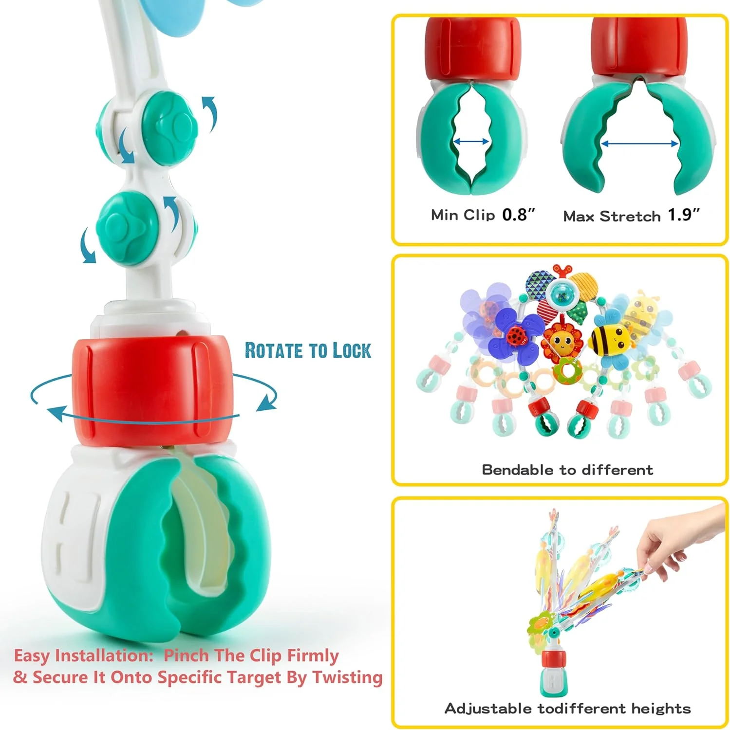 Adjustable Arch Bassinet Toys for Infant & Toddlers, Stroller Arch, Baby Crib Toys with Fascinating Hanging for Stimulating Baby’s Senses and Developing Motor Skills - Image 5