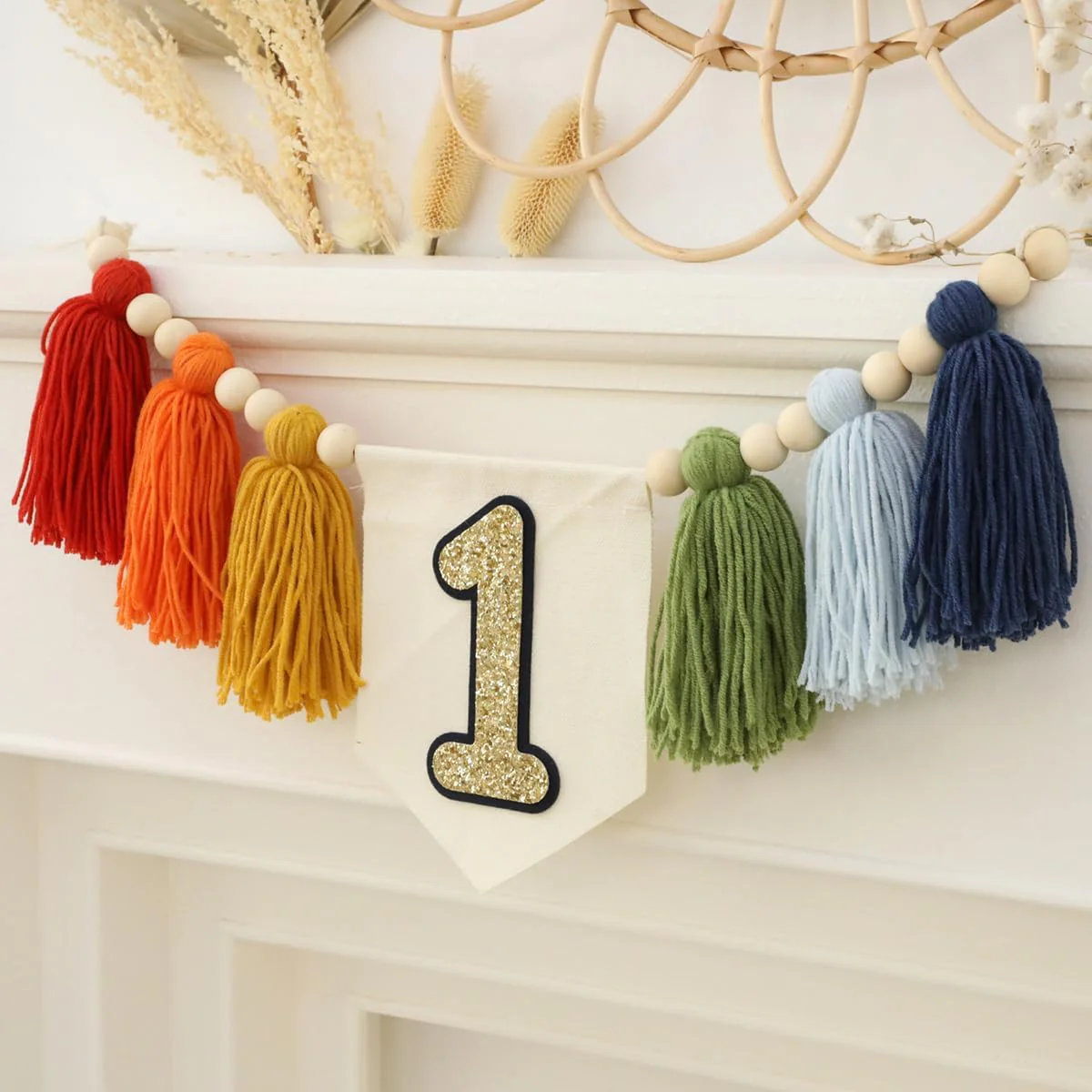 Handmade Rainbow 1st Birthday HighChair Banner Colorful Party Decoration For Girls Boys Baby Shower Kids Bedroom - Image 6