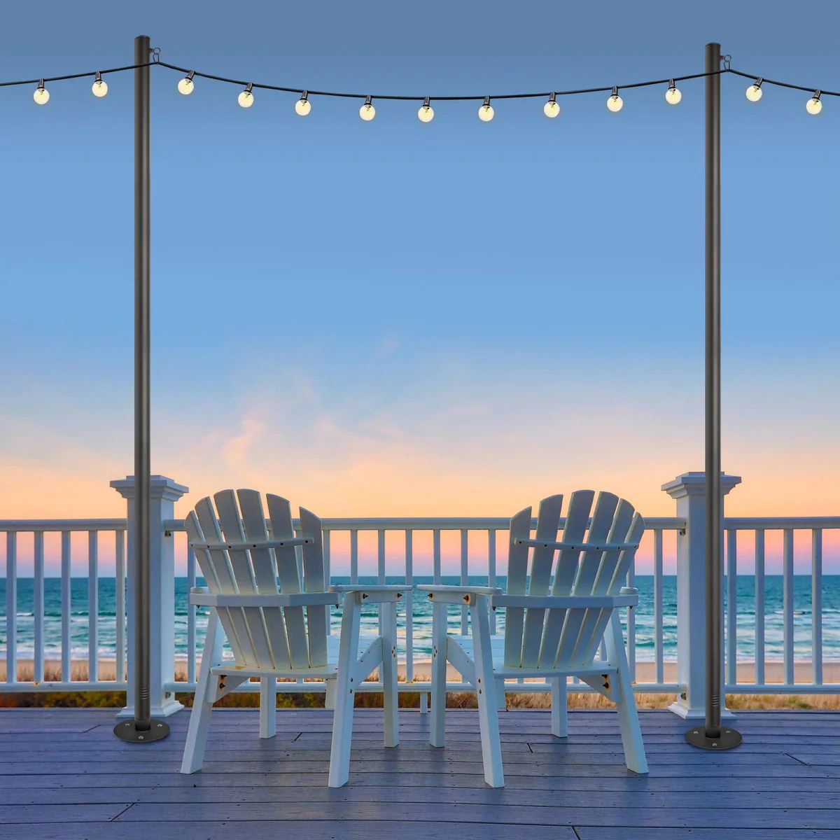 Excello Global Products 10 ft. String Light Pole, 2-pack