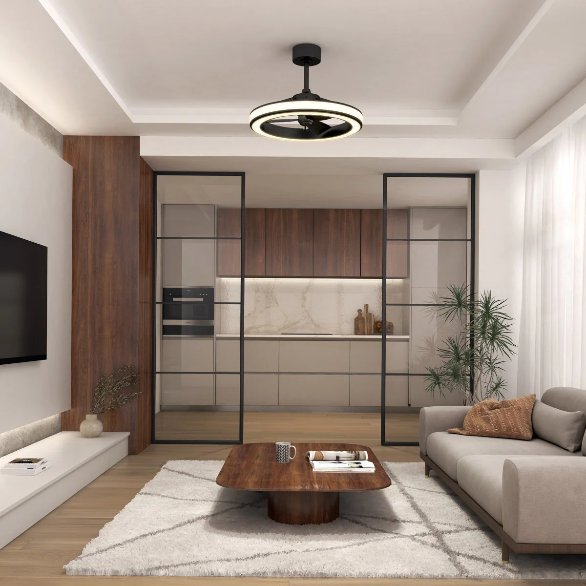 Artika Edwin 23" LED Chandelier Ceiling Fan In Matte Black - Image 2