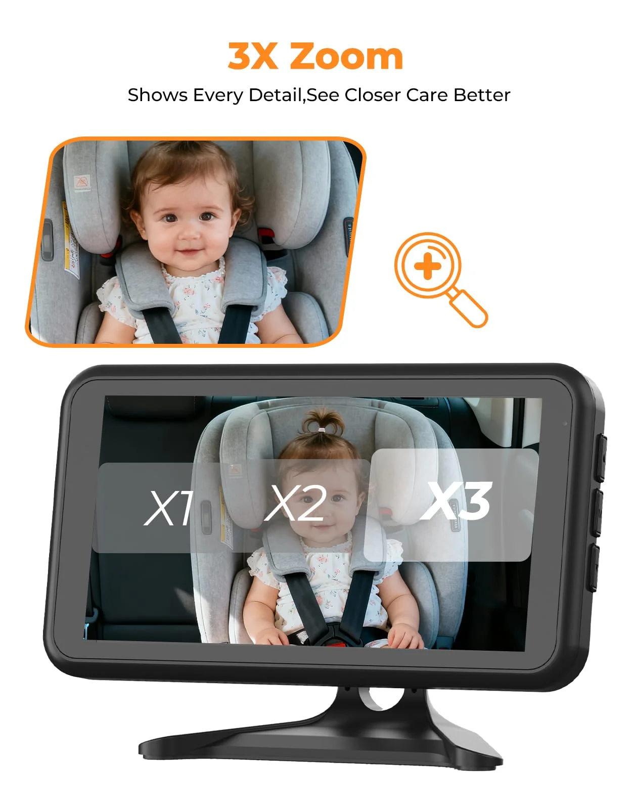 Baby Car Camera – 3X Zoom Rear-Facing View Monitor - Image 3
