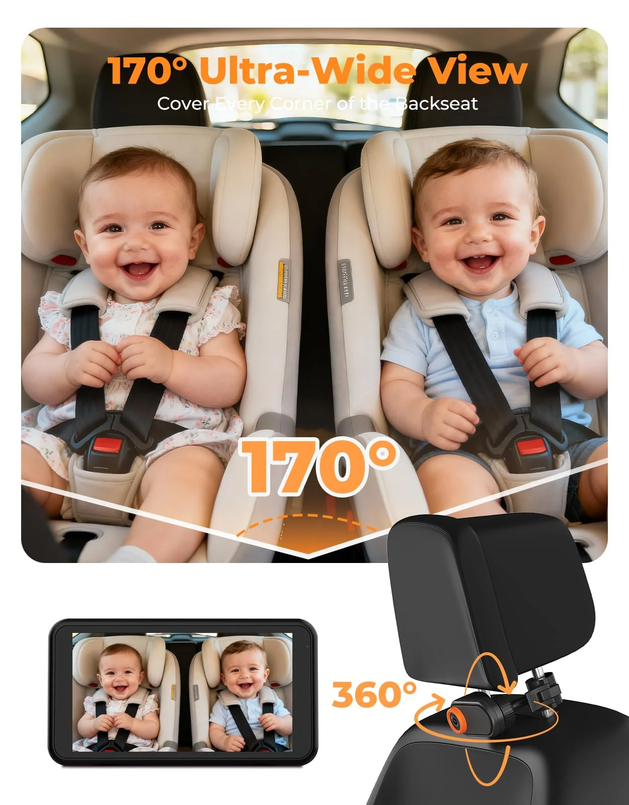 Baby Car Camera – 3X Zoom Rear-Facing View Monitor - Image 5