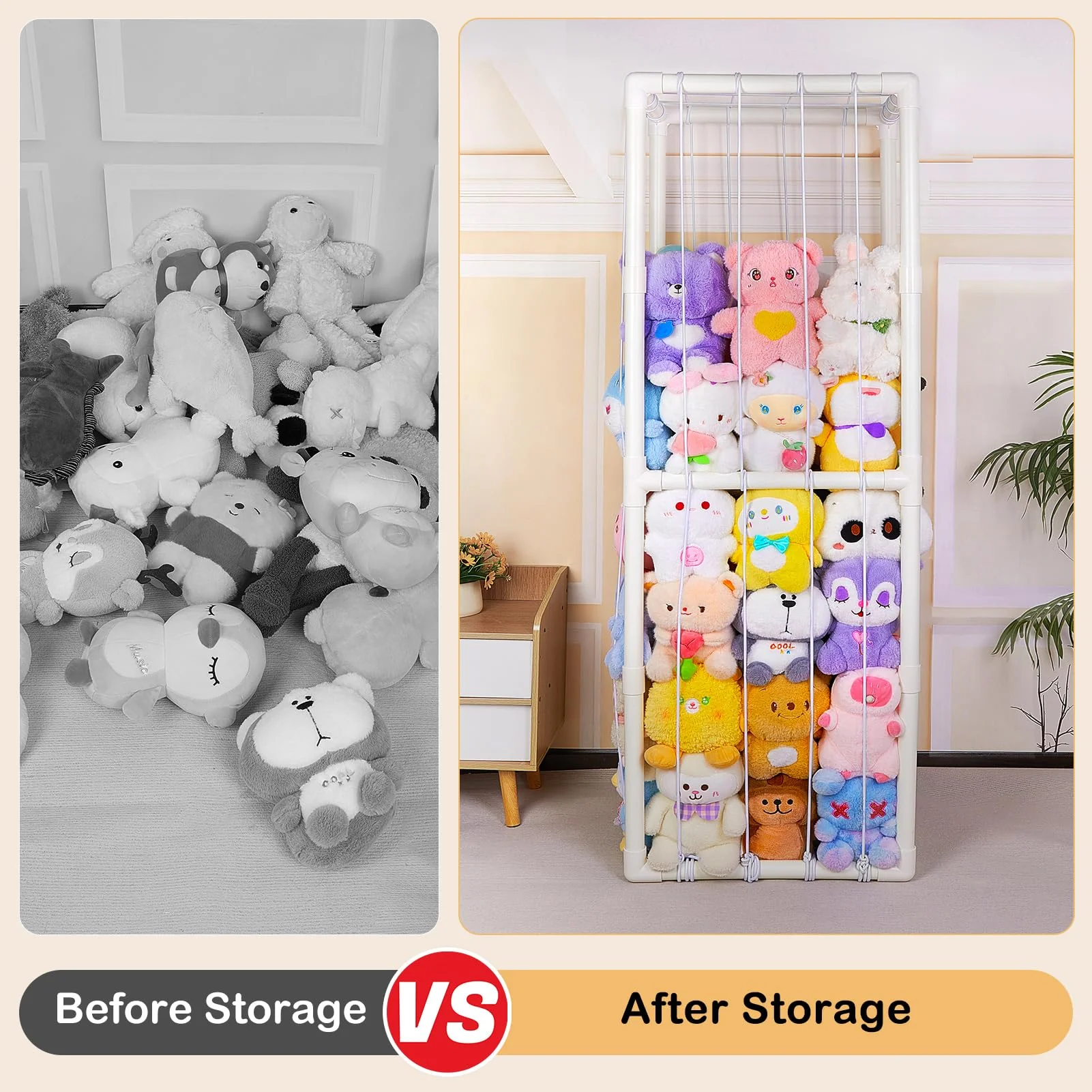 FIOBEE Stuffed Animals Storage Zoo Thicken PVC Tube Kids Toy Storage Organizer with Elastic Band Large Stuffed Animals Holder for Nursery Playroom Bedroom Room Furniture Plush Storage, White - Image 7