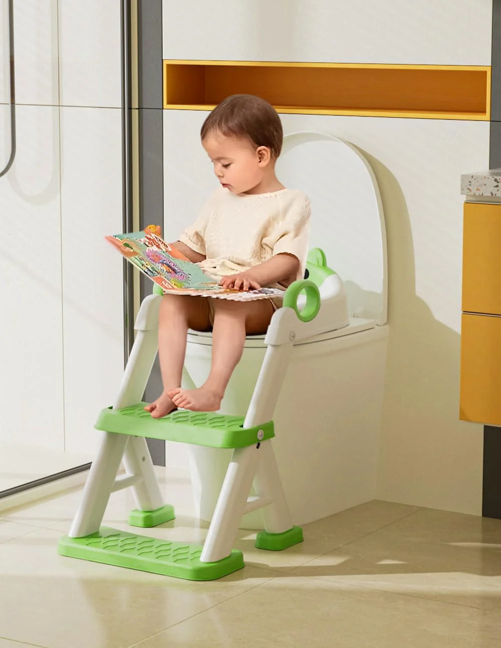 Potty Training Seat, Toddler Toilet Seat With Steps, 2 In 1 Toddler Potty Training Toilet With Splash Guard, Anti-Slip Step Stool Soft Mat, Adjust High Potty Seats For Toddlers Kids Boys Girls - Image 2