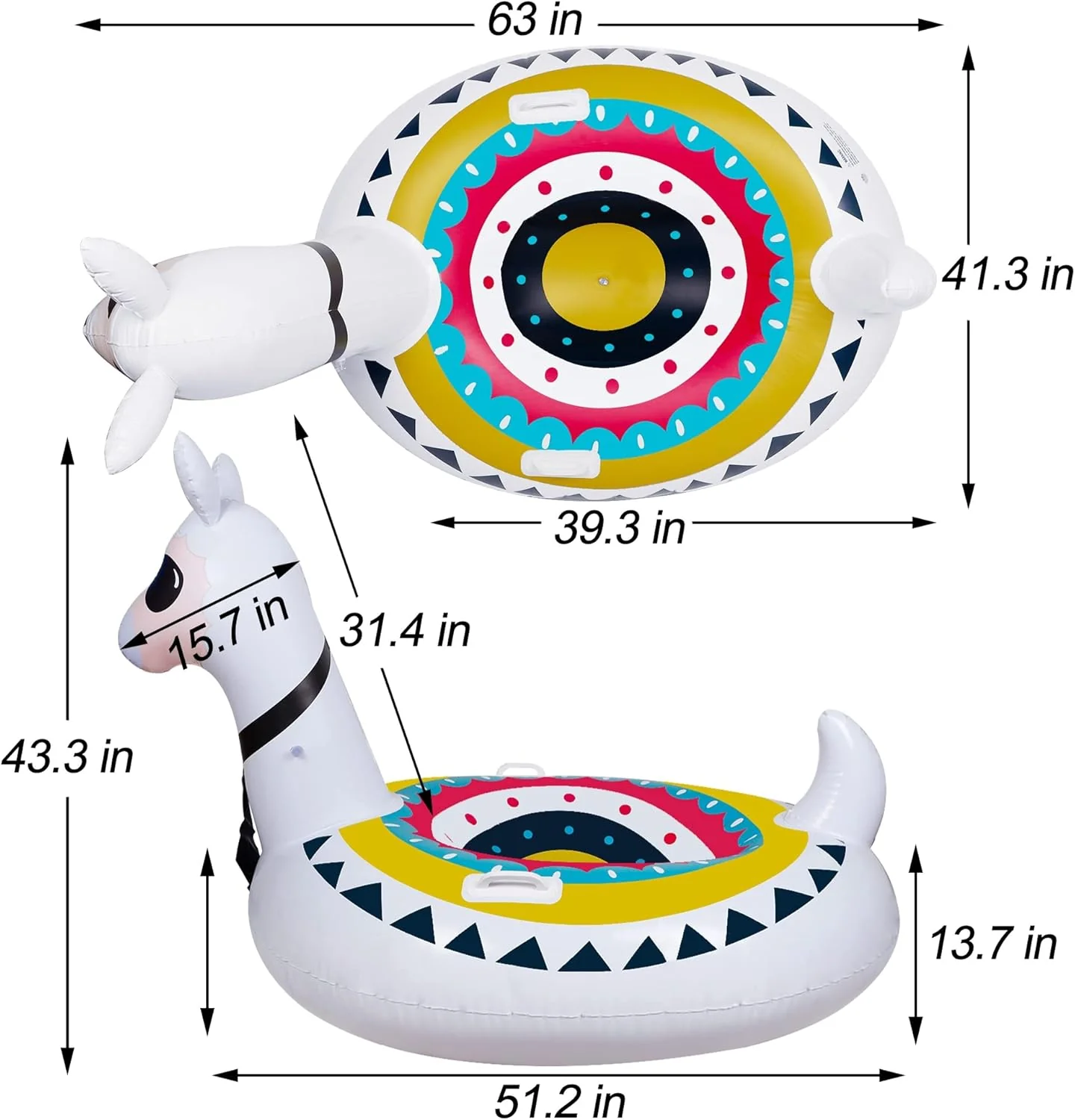 Inflatable Llama Pool Float, 51" Fiesta Alpaca Pool Floaties, Novelty Fun Water Inflatable Ride-On for Summer Swimming Pool Party Decoration Toys for Adults - Image 2