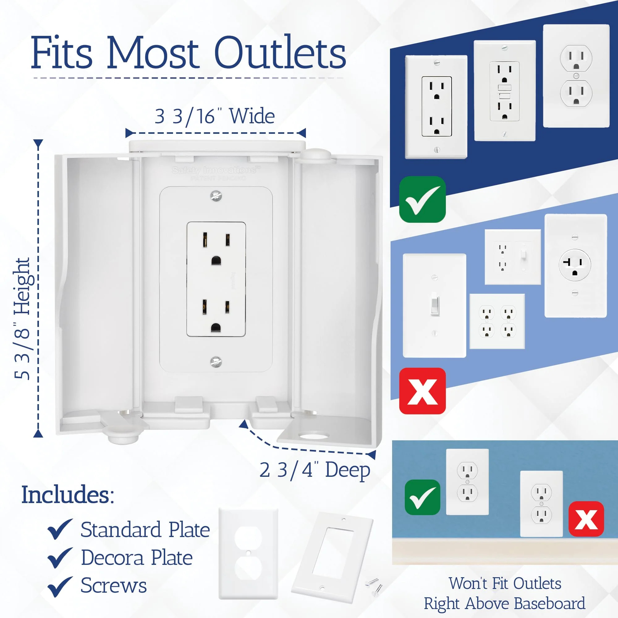 Safety Innovations Twin Door Baby Safety Outlet Cover Box for Babyproofing Outlets - More Interior Space for Extra Large Electrical Plugs and Adapters - Easy to Install - Easy to Use, (1-Pack) - Image 4