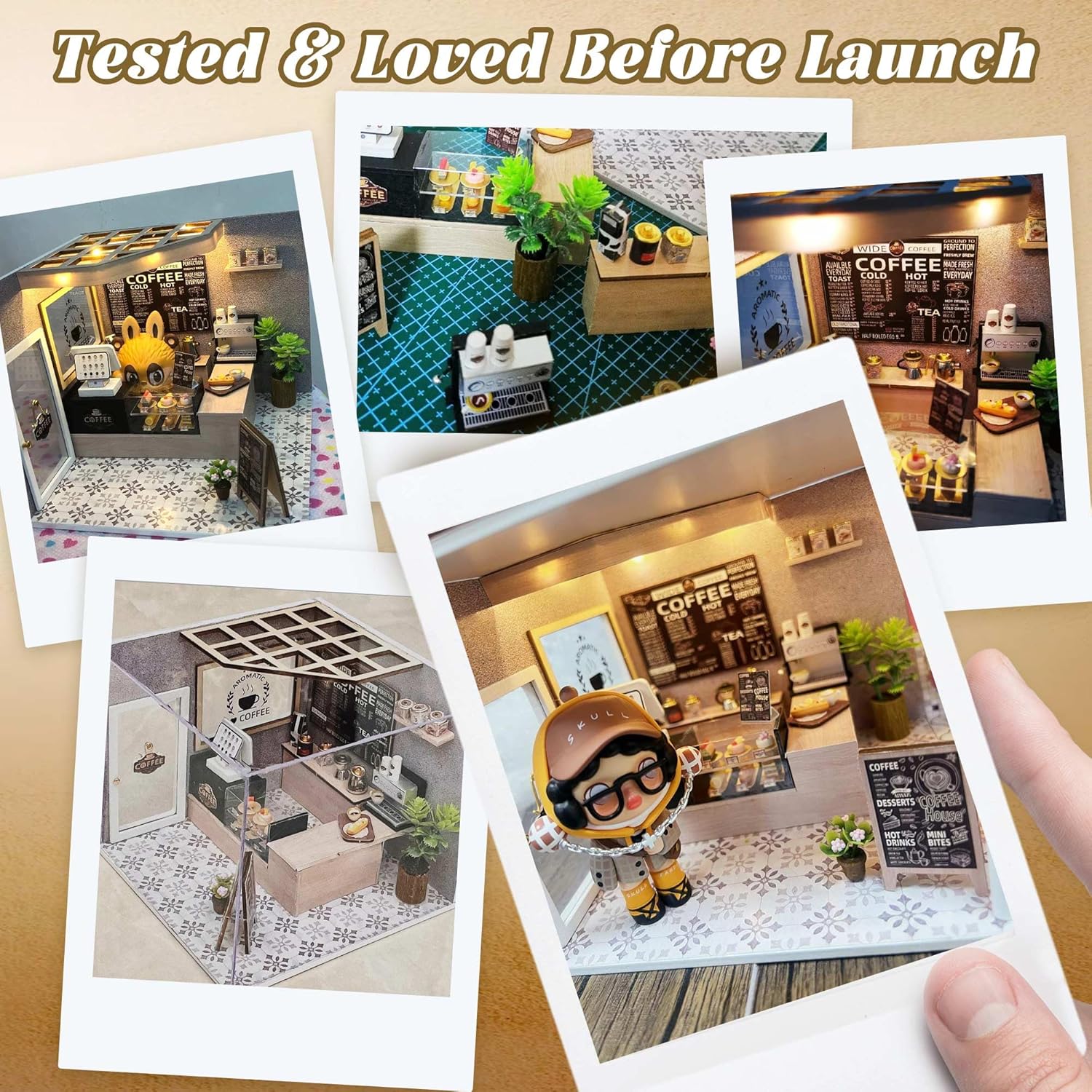 Flever DIY Miniature House Kit, Tiny Home Kit with LED Light, Mini House Build Craft Kits for Adults and Teens, Home Decor Creative Gift for Family/Friends (Leisurely Coffee Shop) - Image 7