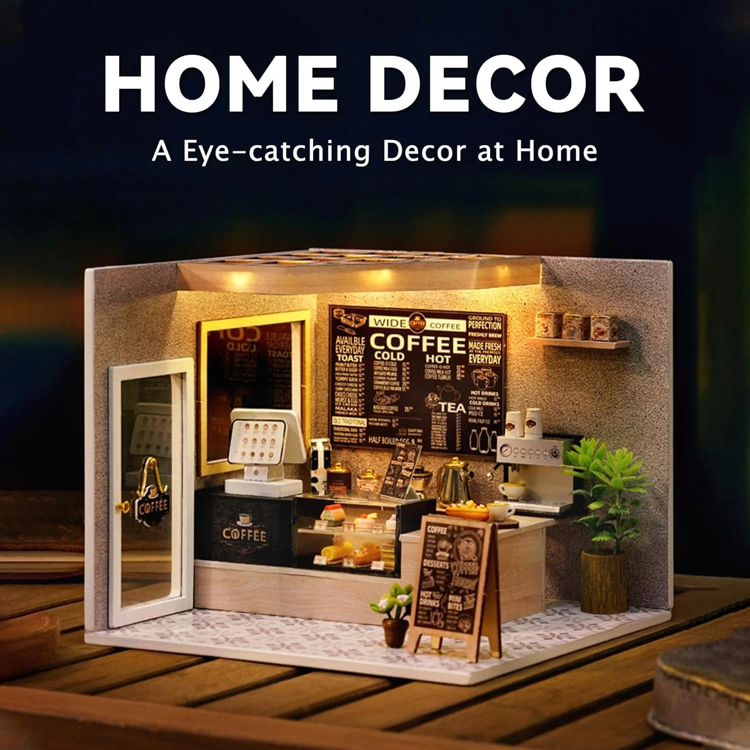 Flever DIY Miniature House Kit, Tiny Home Kit with LED Light, Mini House Build Craft Kits for Adults and Teens, Home Decor Creative Gift for Family/Friends (Leisurely Coffee Shop) - Image 9