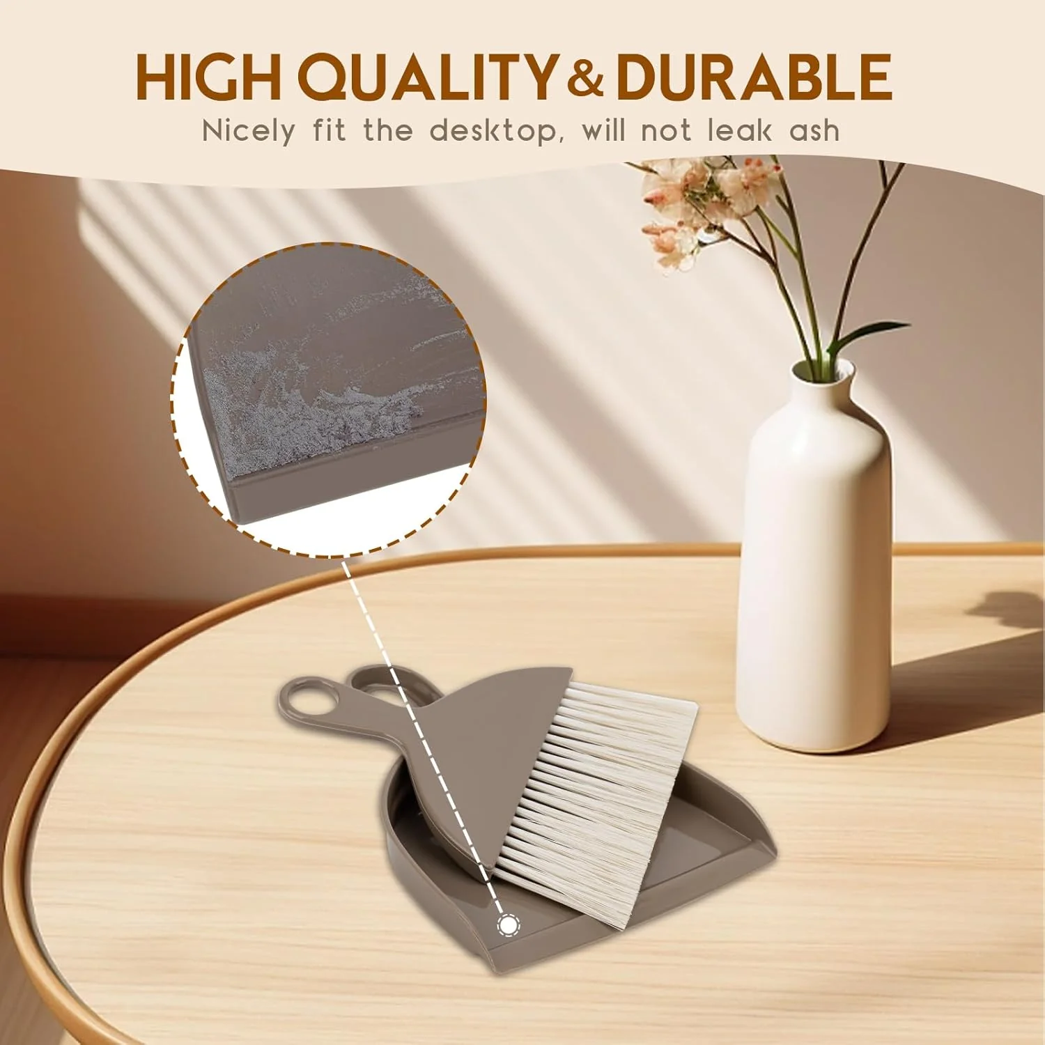 THINKLEARN 2PCS Small Broom and Dustpan Set, Mini Dust Pan and Brush, Hand Whisk for Pets, Kids, Desk, Home, Camping, Brown Cleaning Supplies - Image 5