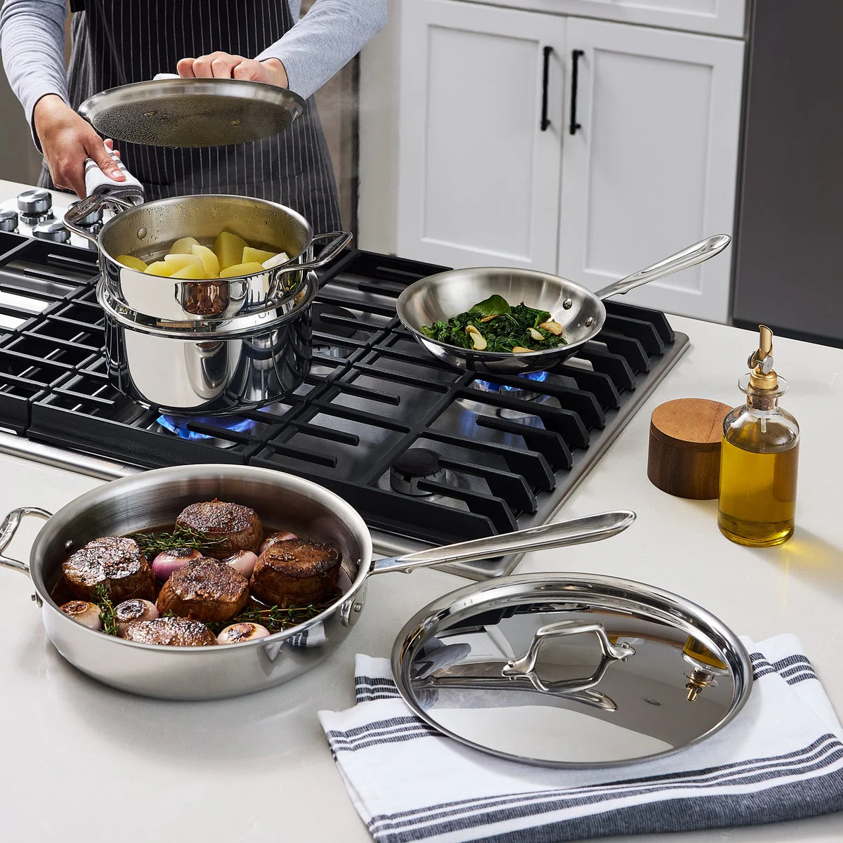 NEW - All-Clad D3 13-piece Stainless Steel Cookware Set - Image 3