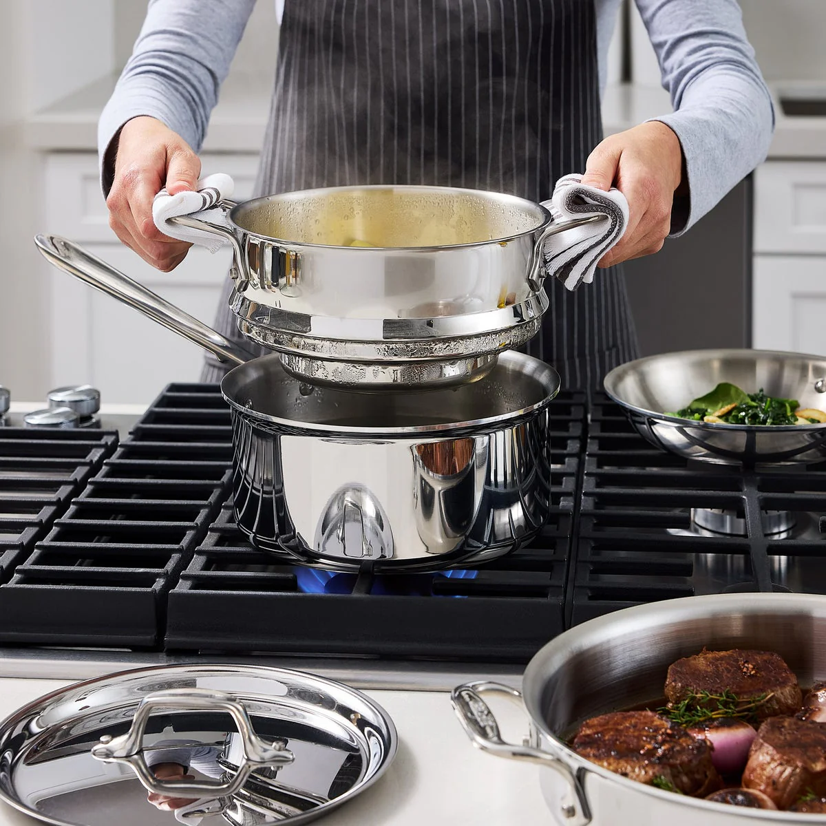 NEW - All-Clad D3 13-piece Stainless Steel Cookware Set - Image 6
