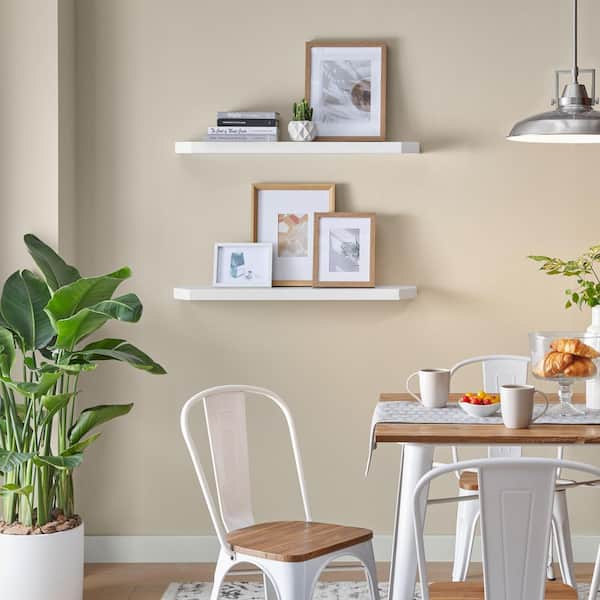 36 in. W x 7 in. D White Decorative Wall Shelf with Ledge (Set of 2) - Image 3