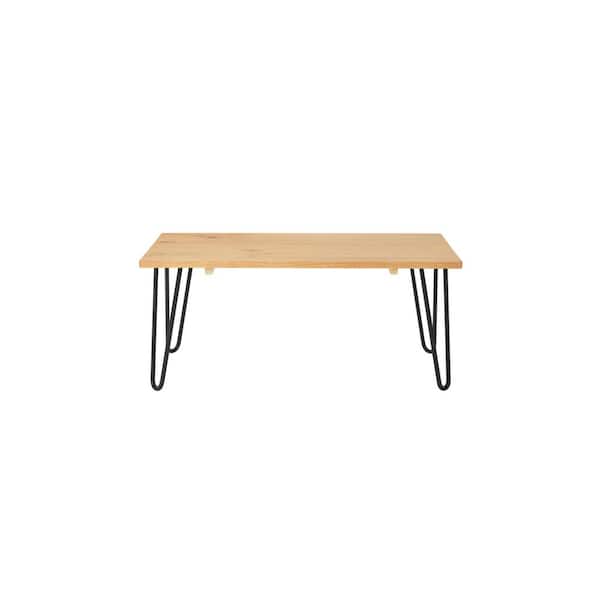 Honey Brown Wood Rectangular Coffee Table with Hairpin Legs (42 in. W x 17.85 in. H) - Image 2