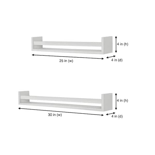 StyleWell Kids White Wood Floating Wall Shelves (Set of 2) - Image 3