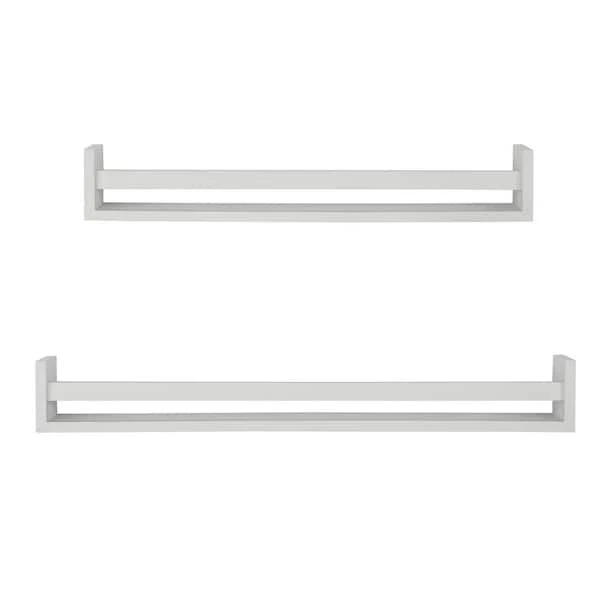StyleWell Kids White Wood Floating Wall Shelves (Set of 2) - Image 4