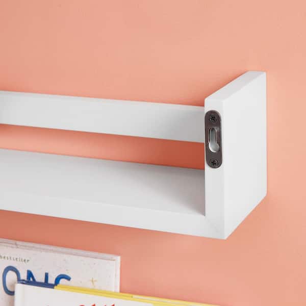 StyleWell Kids White Wood Floating Wall Shelves (Set of 2) - Image 6