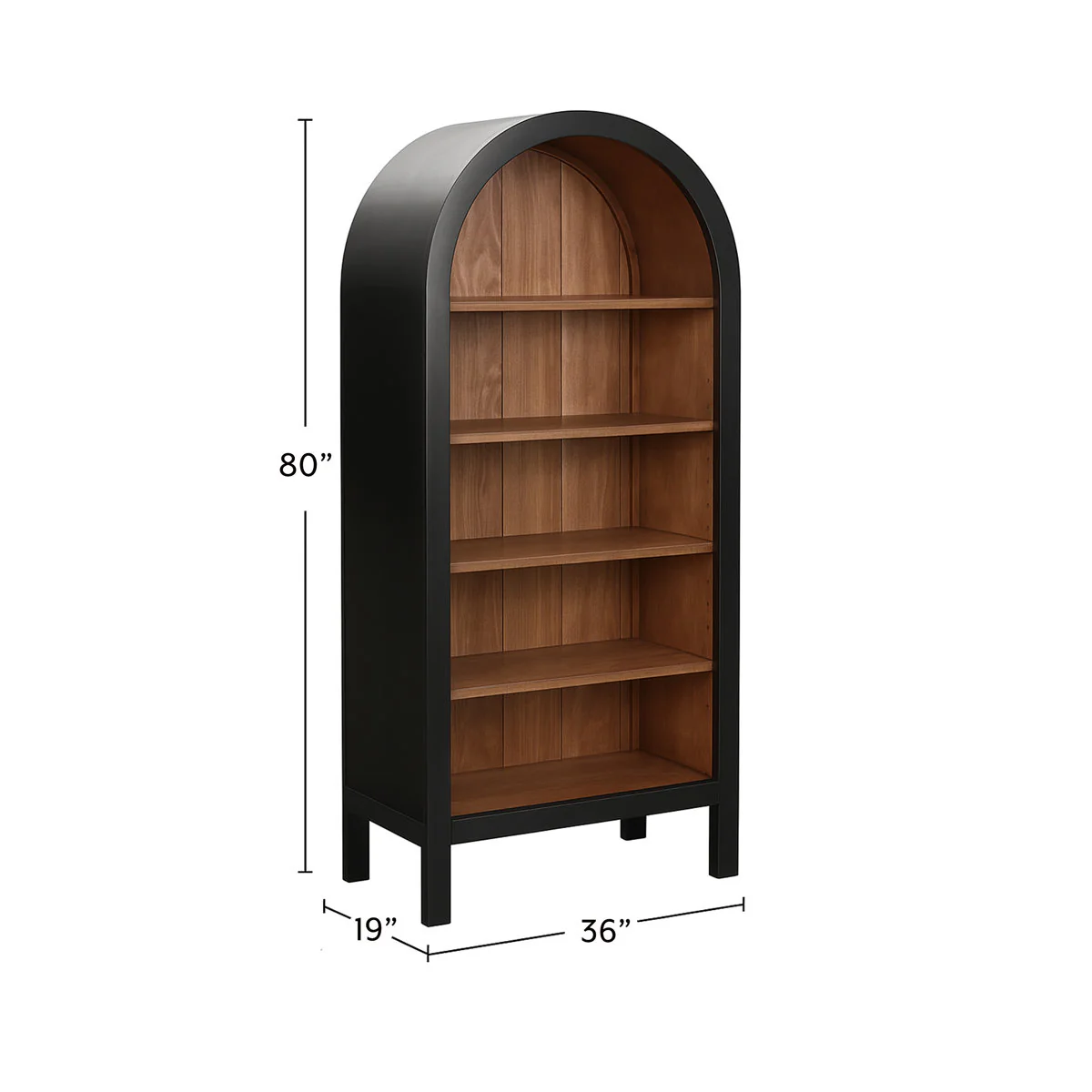 Arvetta Arched Two-Tone Wood Etagere, Black and Natural - Image 3