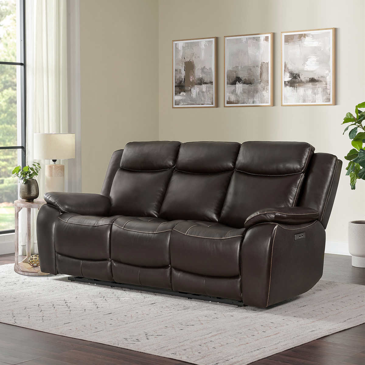 NEW - Costco - Harvey Leather Power Reclining Sofa with Power Headrests - Retail $1399 - Image 5