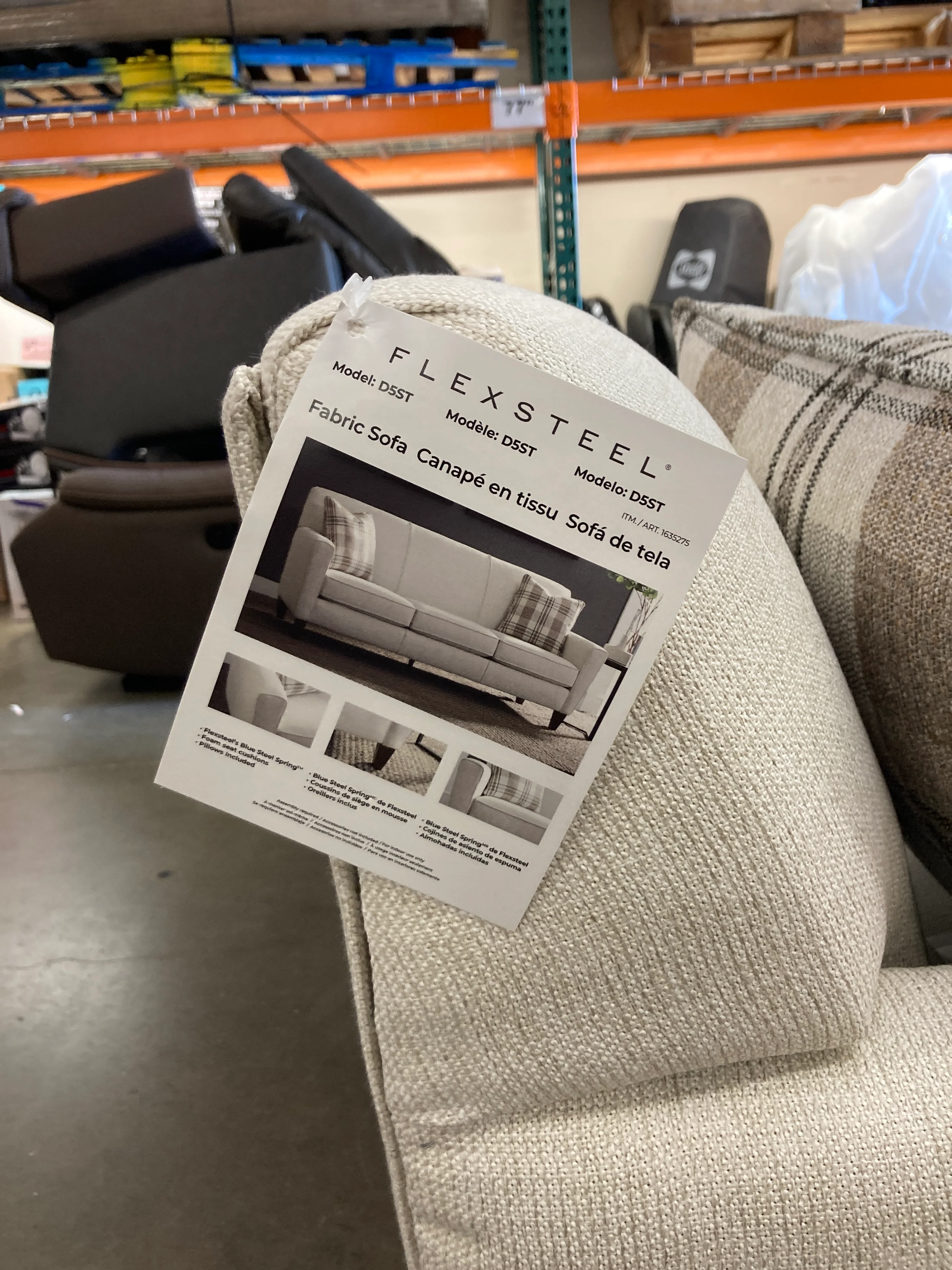 NEW - Costco - Flexsteel Abbey Fabric Sofa - Retail $1249 - Image 4
