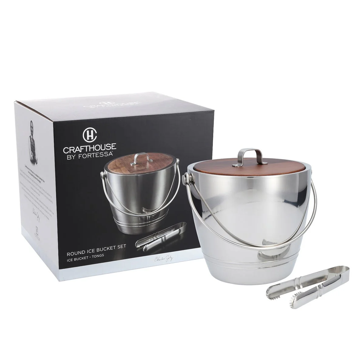 Crafthouse Round Ice Bucket with Tongs Set - Image 3