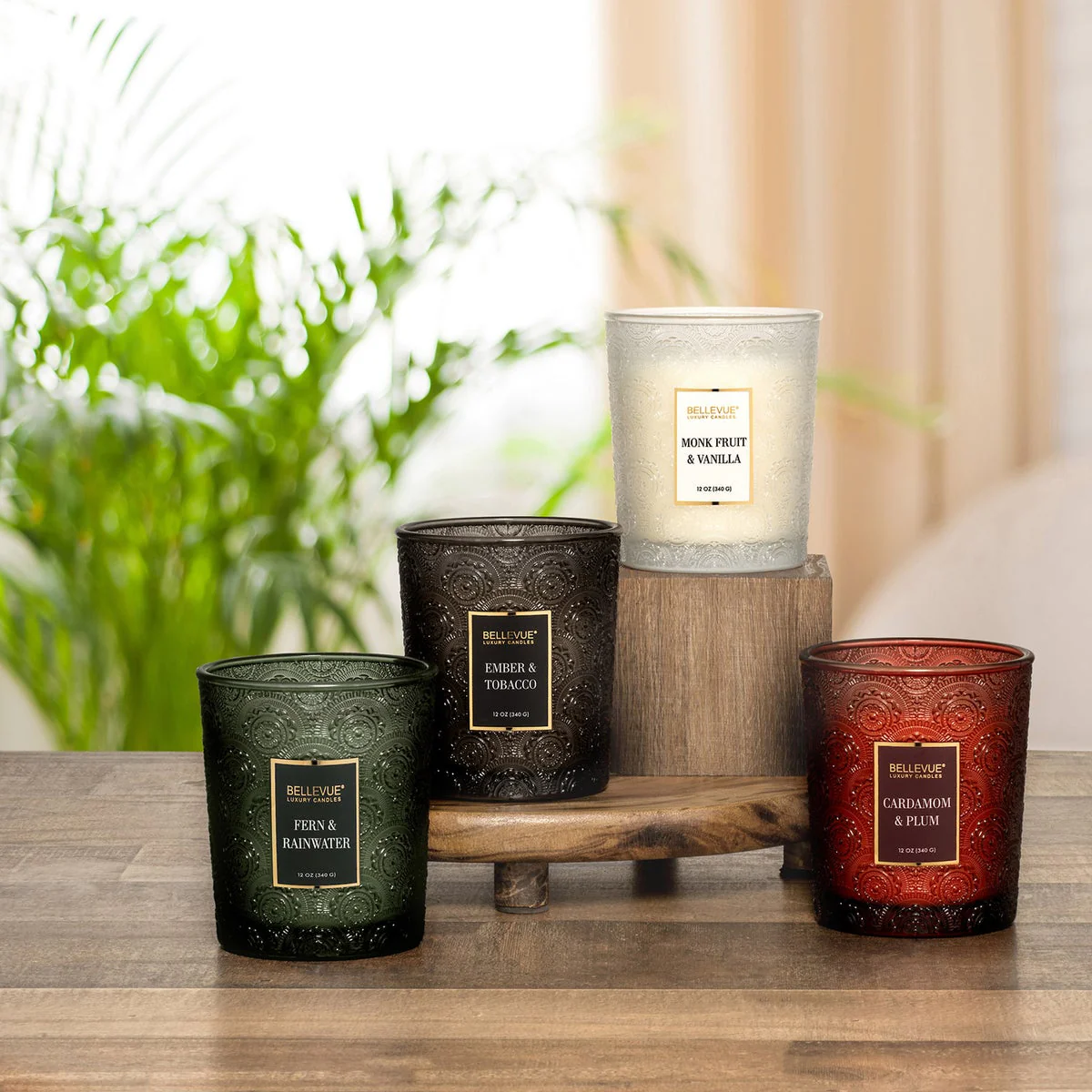 Bellevue Embossed Glass 12 oz. Candle, 4-pack - Image 8