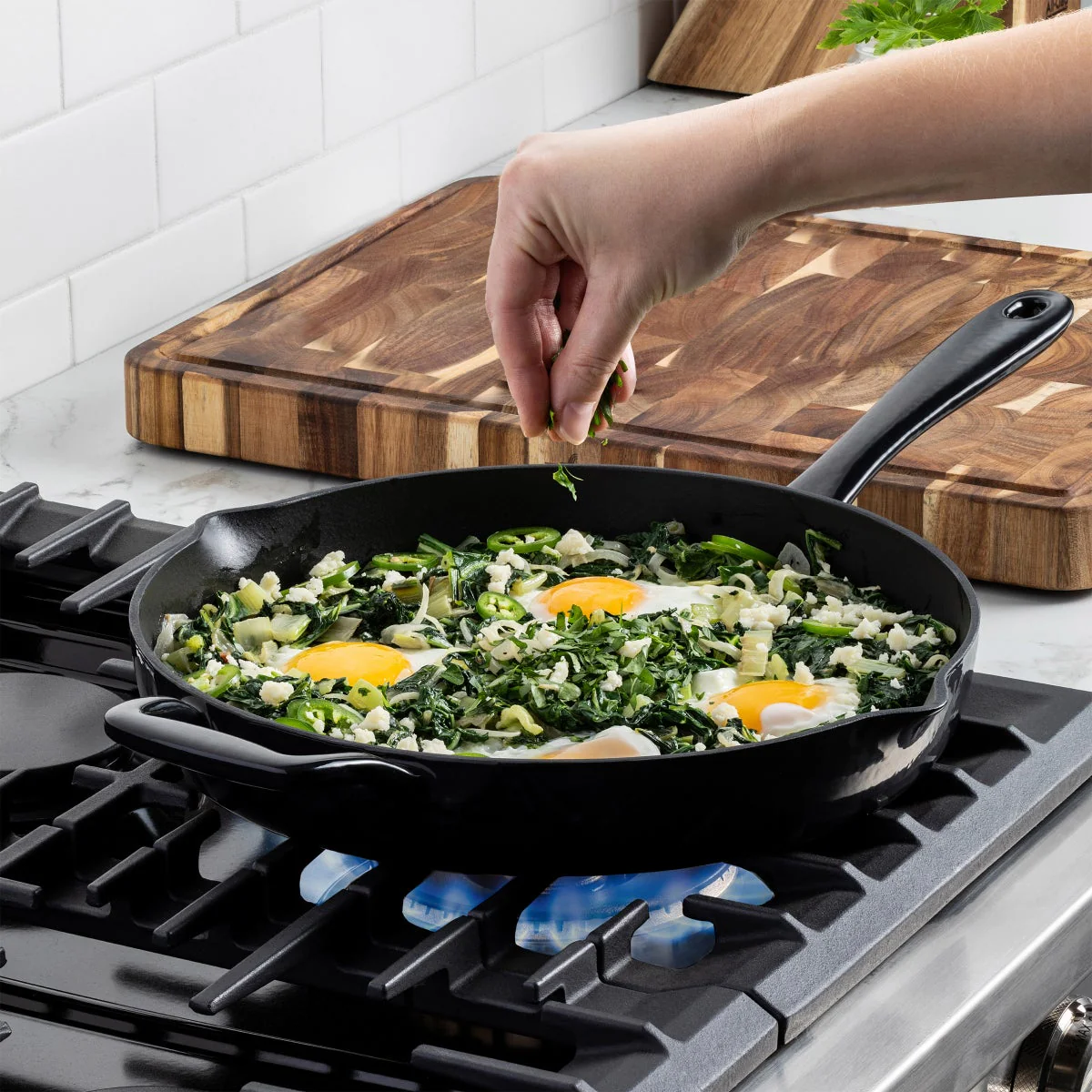 All-Clad Enameled Cast Iron 12 Inch Skillet - Image 2