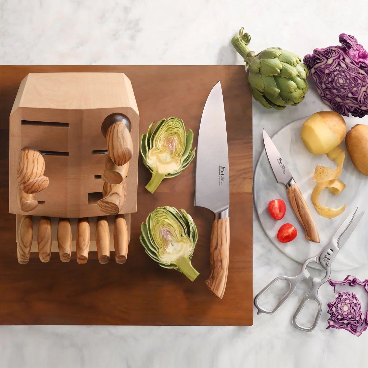 NEW - Cangshan OLIV Series Swedish Steel 15-Piece Knife Block Set, Maple Block - Image 7
