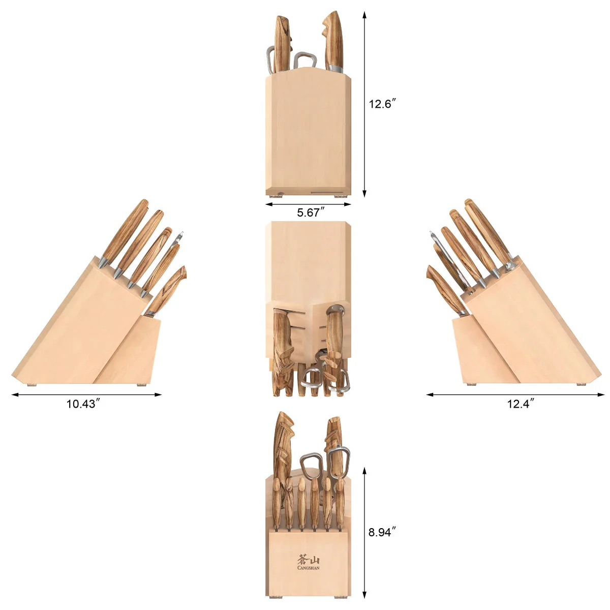 NEW - Cangshan OLIV Series Swedish Steel 15-Piece Knife Block Set, Maple Block - Image 9