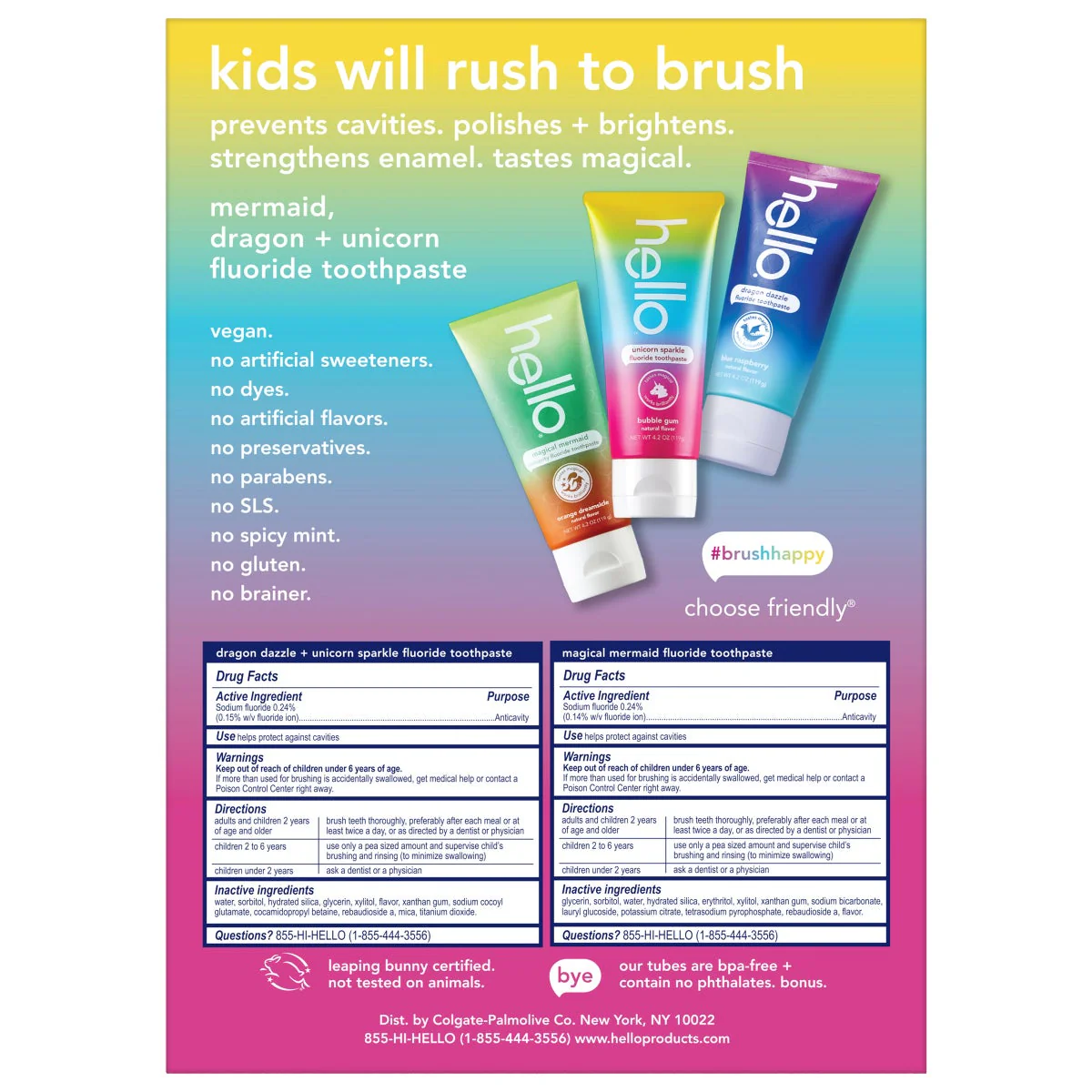 hello Kids Toothpaste Fluoride, 4.2 oz Variety, 3-pack - Image 3