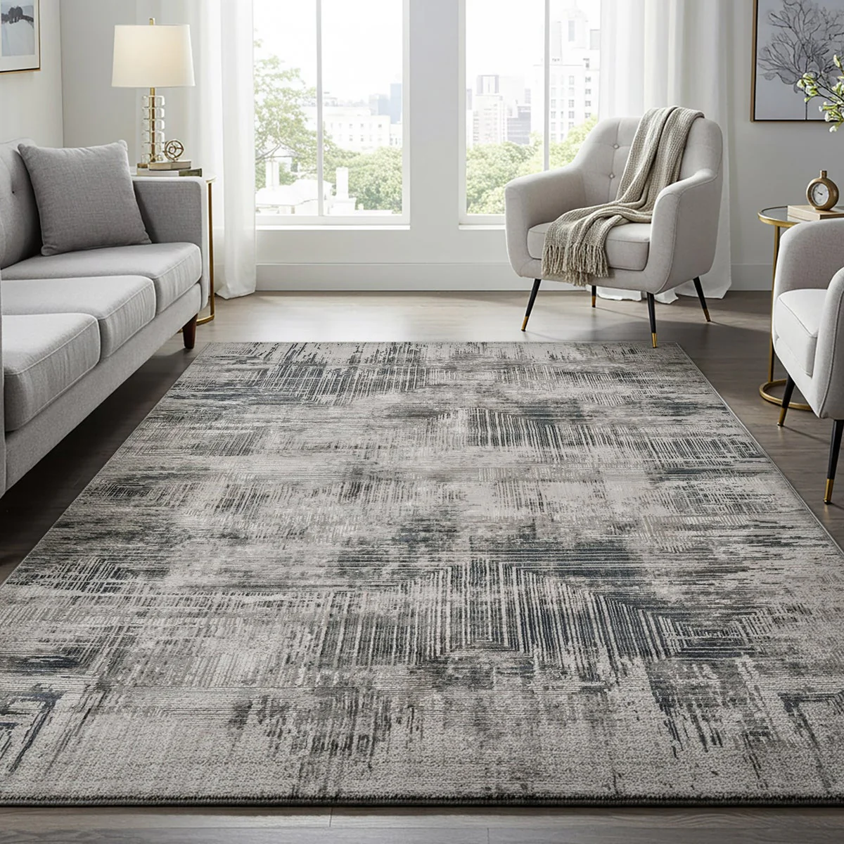 Divina Area Rug, Corlis Gray, 6’6” x 9’