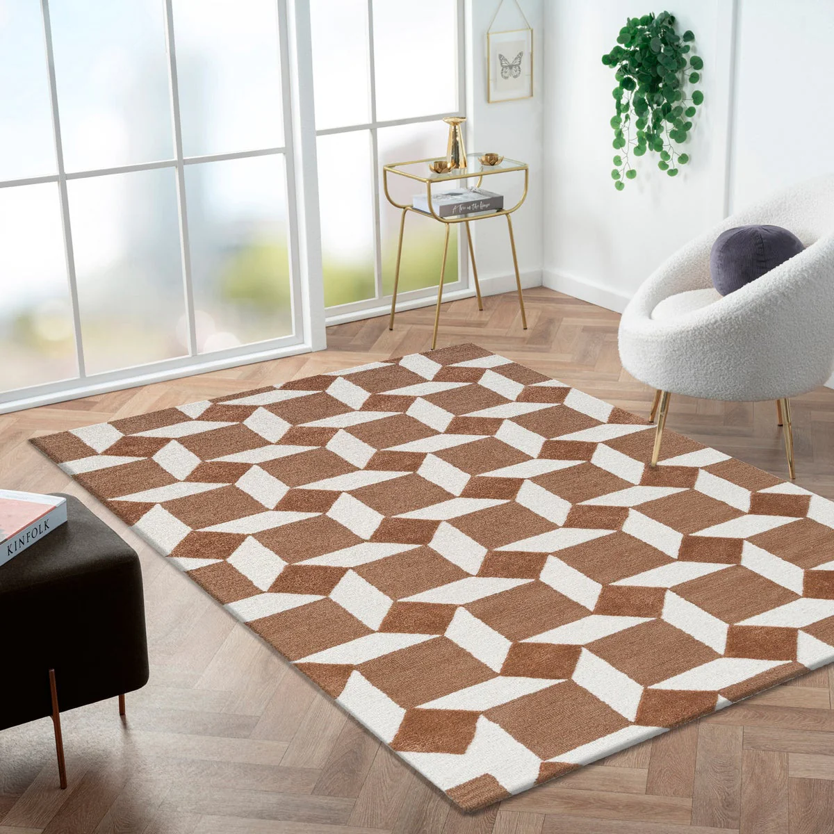 Obeetee Retro Hand Tufted Wool Area Rug, Nova Rust, Rug Size: 7 ft. 9 in. by 9 ft. 9 in.