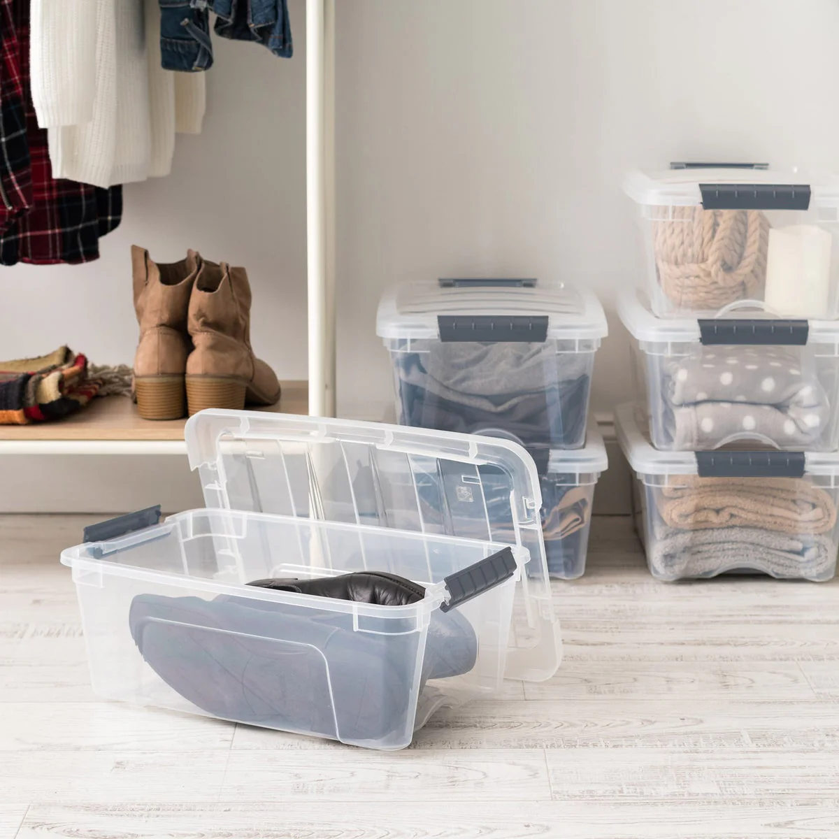 IRIS 12.9 Quart Buckle Up Storage Bin, 6-pack - Image 6