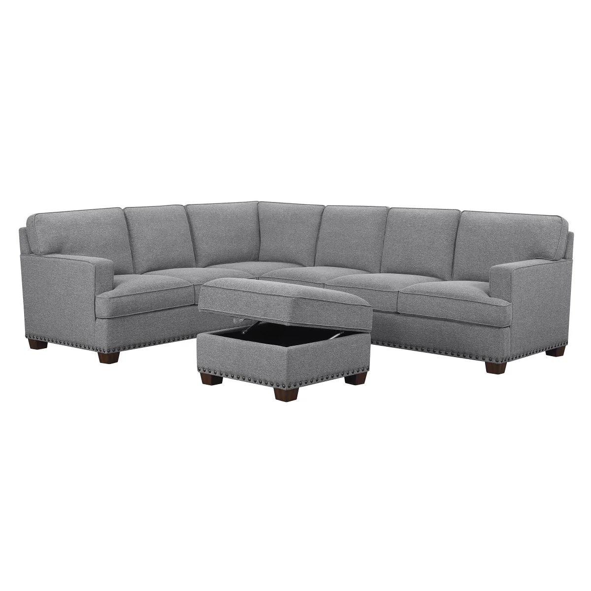 Thomasville Emilee Fabric Sectional with Storage Ottoman - Image 3