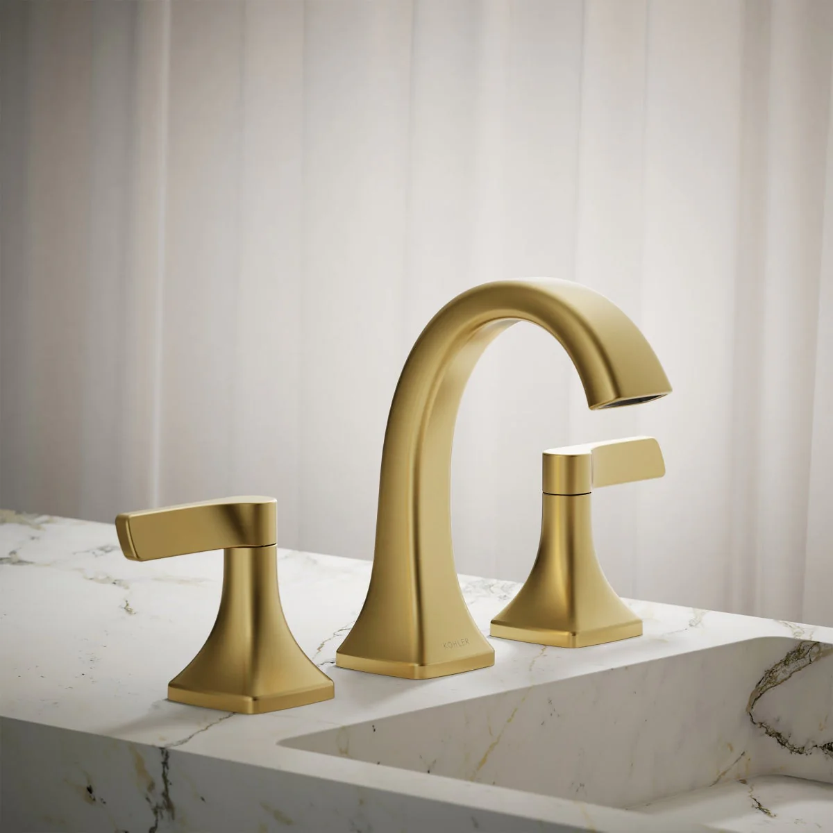 New - Kohler Riverly Widespread Bathroom Sink Faucet Gold - Image 4