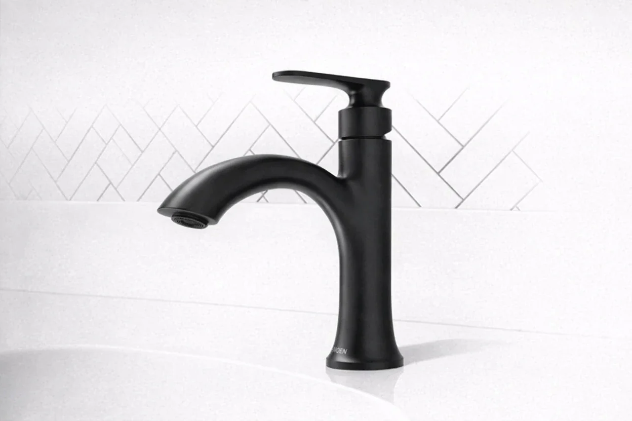 NEW - Moen Ellicott Single Hole Bathroom Faucet In Matte Black