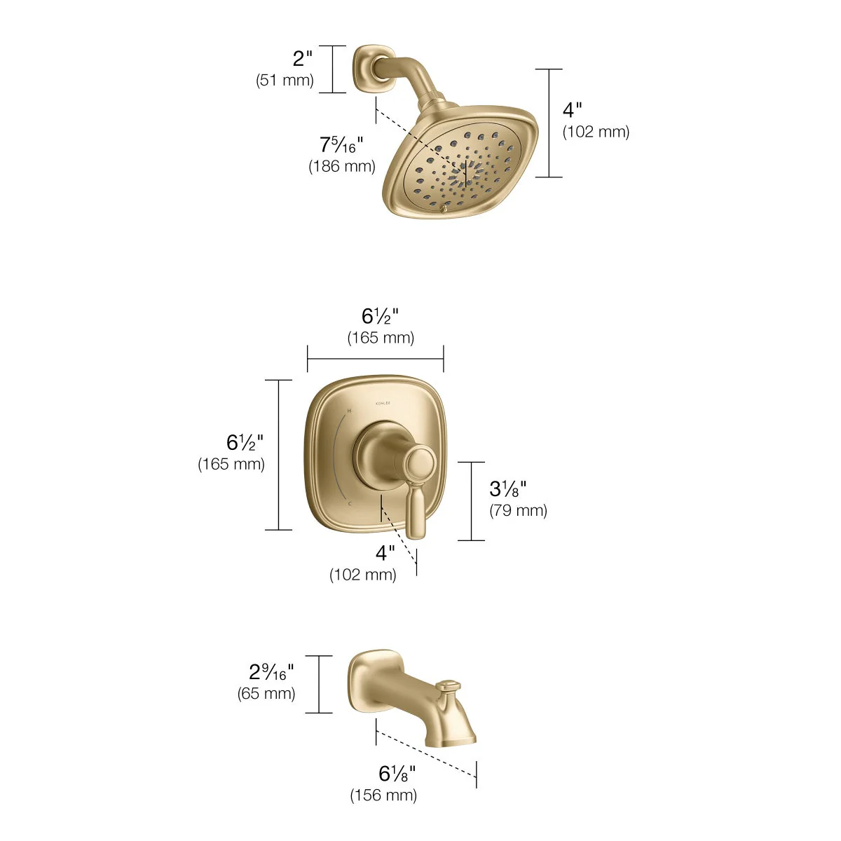 NEW - Kohler Terzet Rite-temp Bath and Shower Trim Set - Image 2