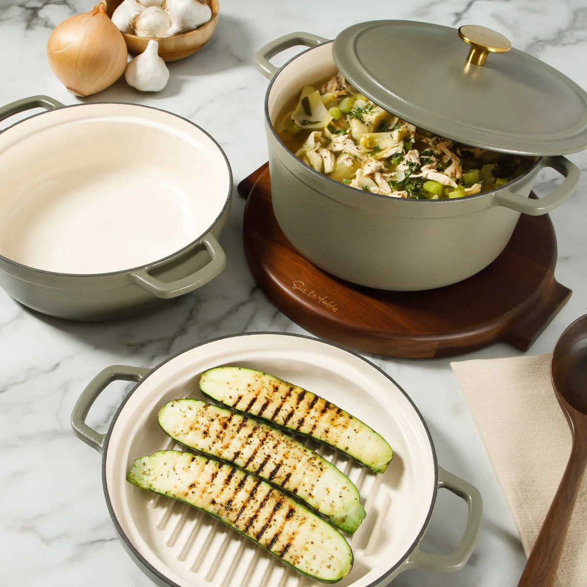 Sur La Table Enameled Cast Iron Stackable Cookware Set