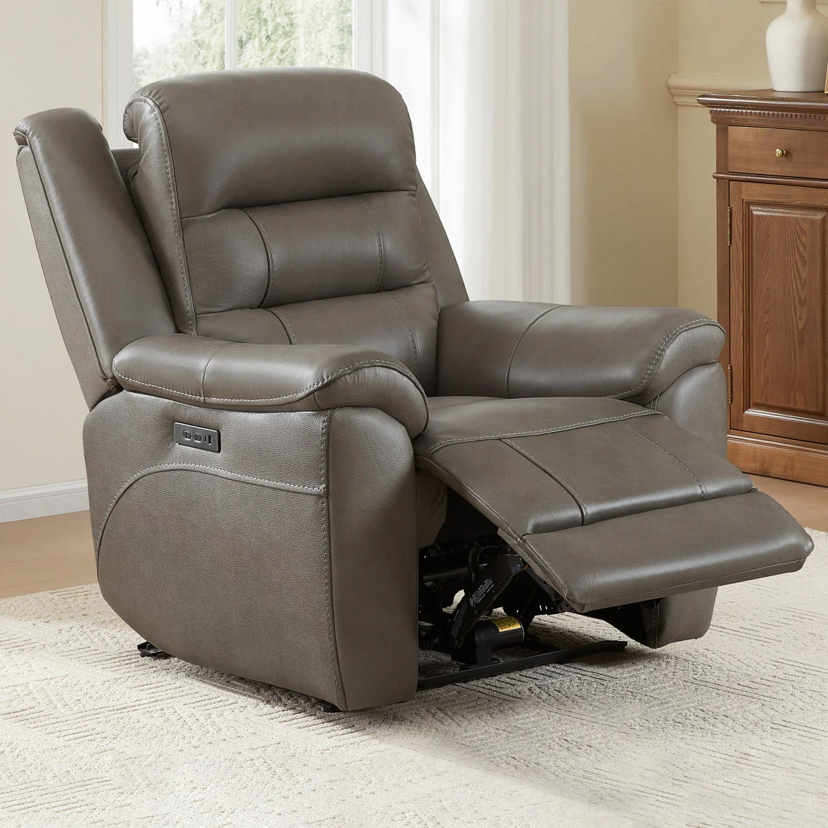 Mason Leather Power Recliner with Power Headrest - Image 3