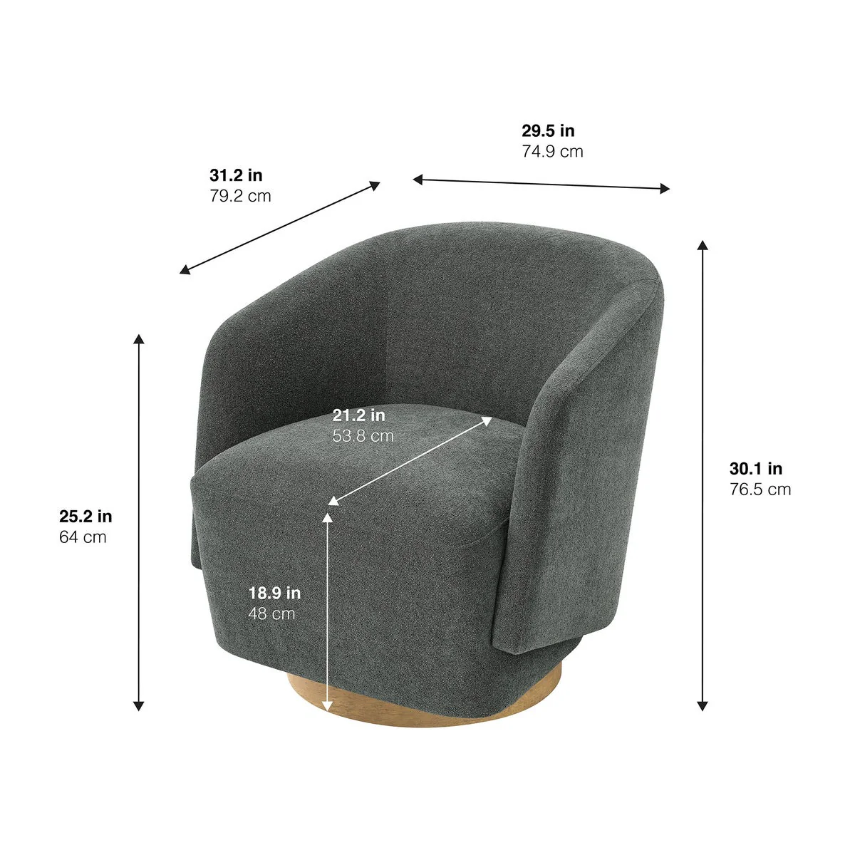 Henredon Murphy Swivel Boucle Chair, Gray - Image 2