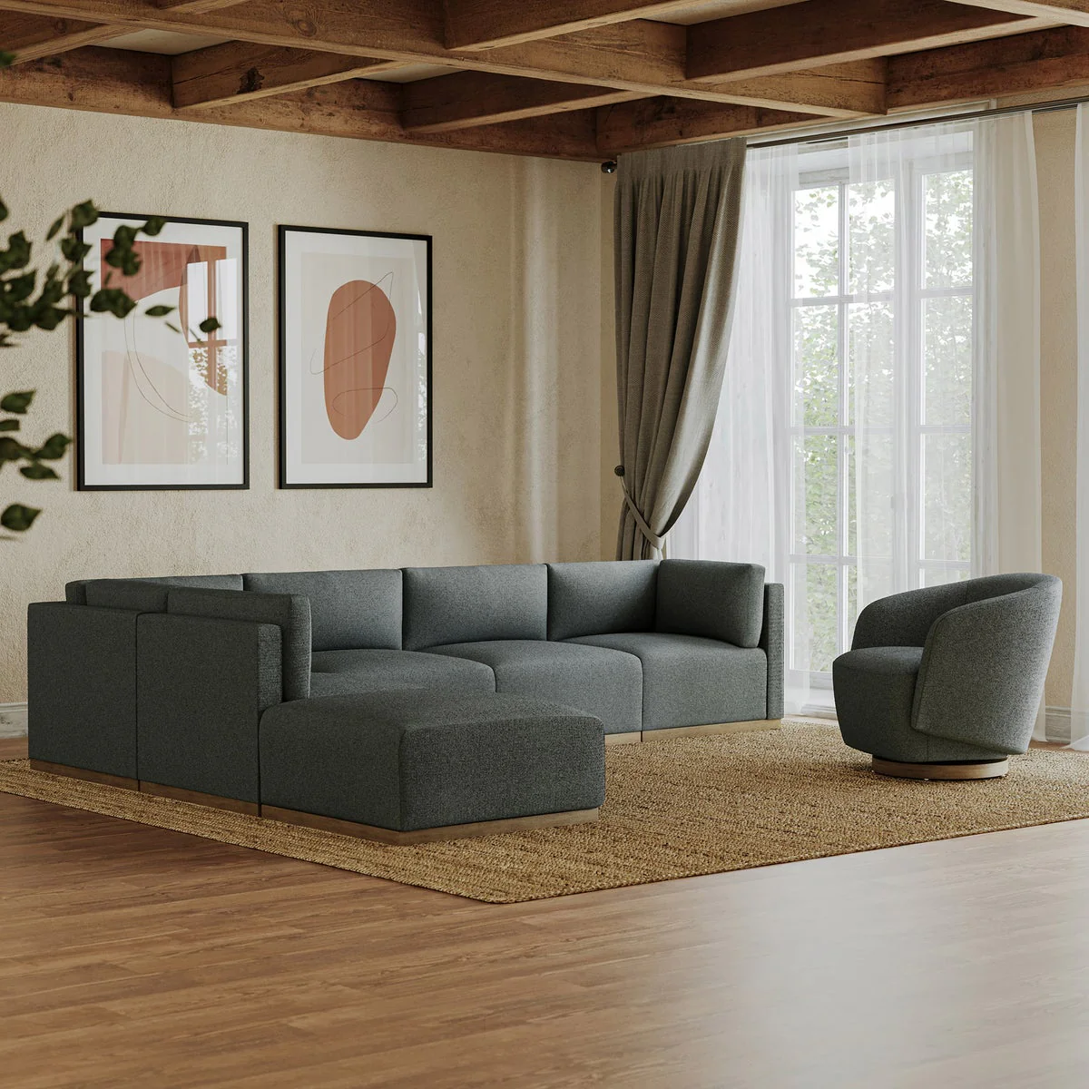 Henredon Murphy Swivel Boucle Chair, Gray - Image 4