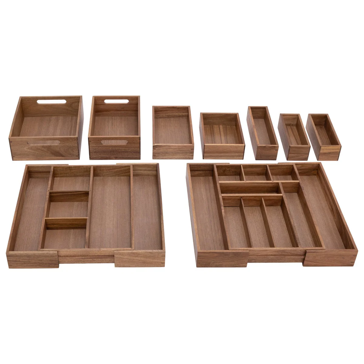 NEW - Seville Classics 9-piece Acacia Organizer Starter Set - Image 3