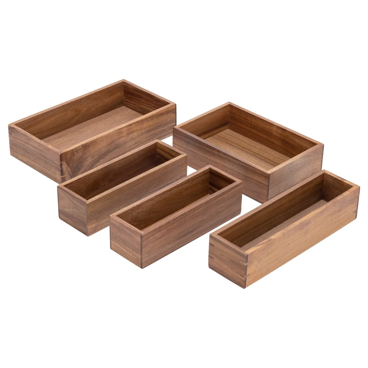 NEW - Seville Classics 9-piece Acacia Organizer Starter Set - Image 4