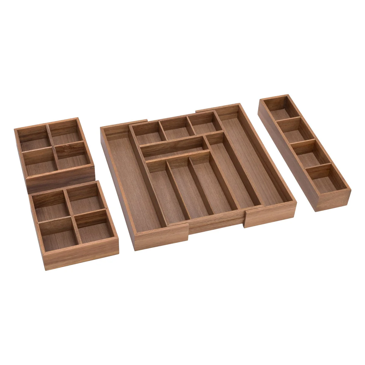 Seville Classics 4-piece Acacia Expandable Drawer Organizer - Image 2