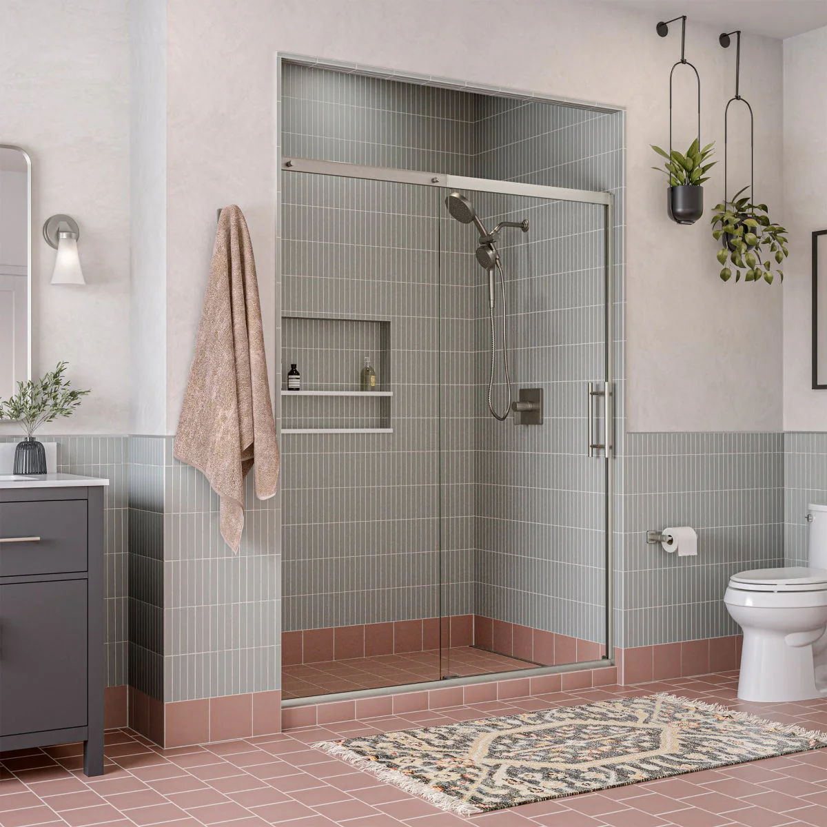 NEW Kohler Prone 76" x 60" Brushed Nickel Sliding Shower Door - Image 2