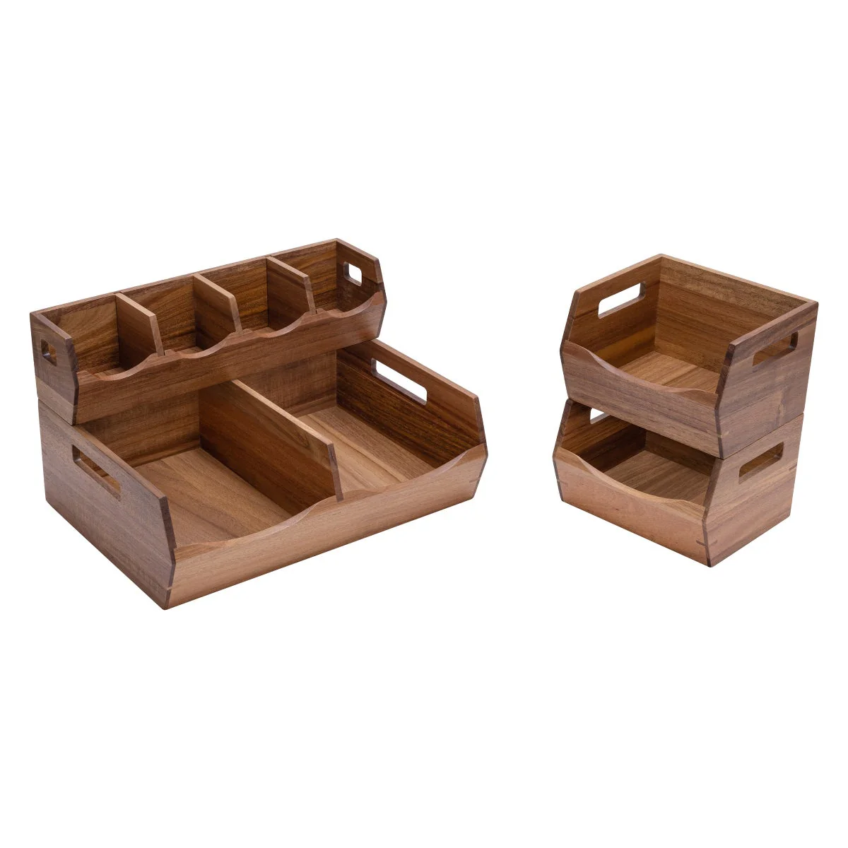 Seville Classics Acacia Stacking Bins, 4 piece - Image 4