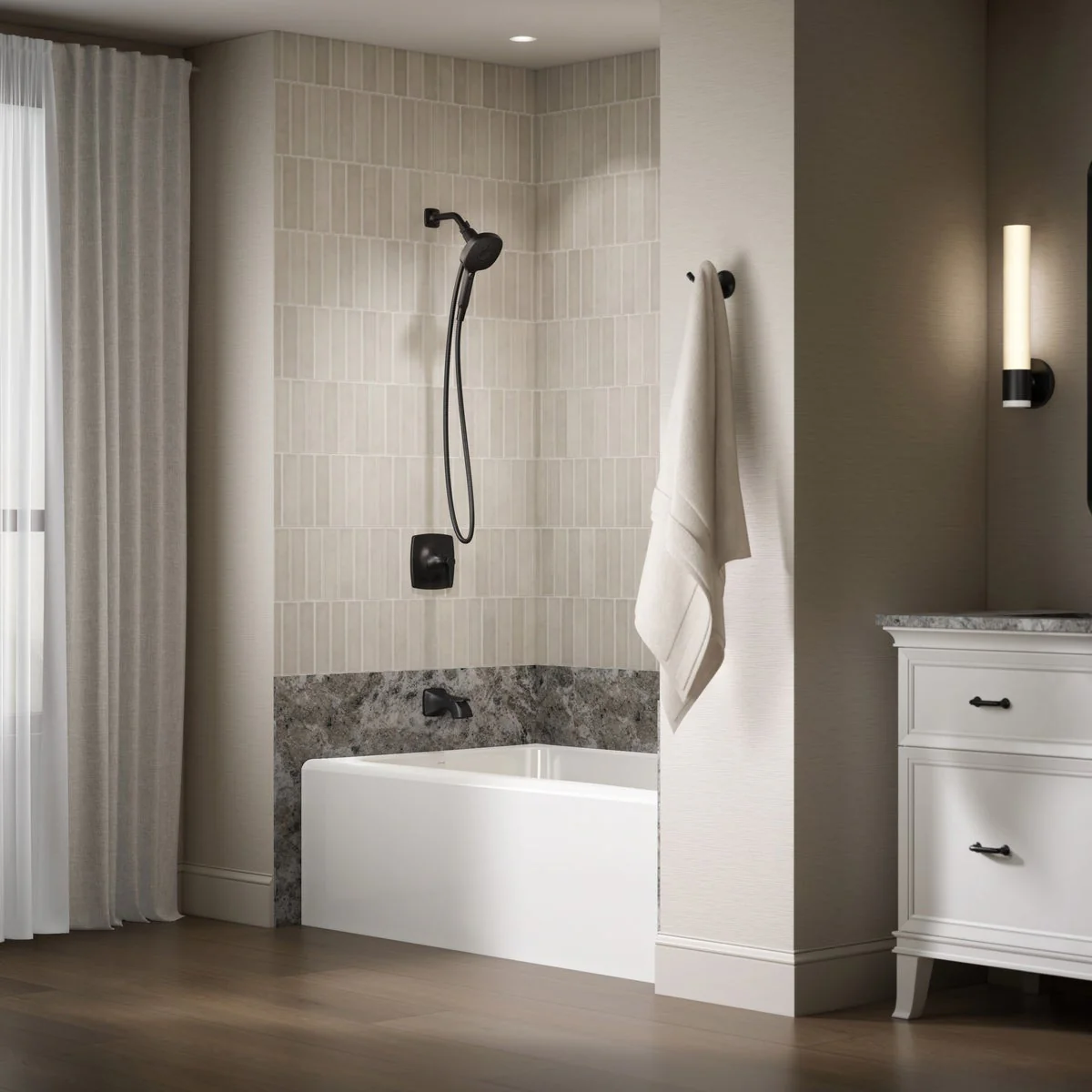 NEW - Kohler Riverly Rite-temp Bath and Shower Kit In Matte black - Image 5