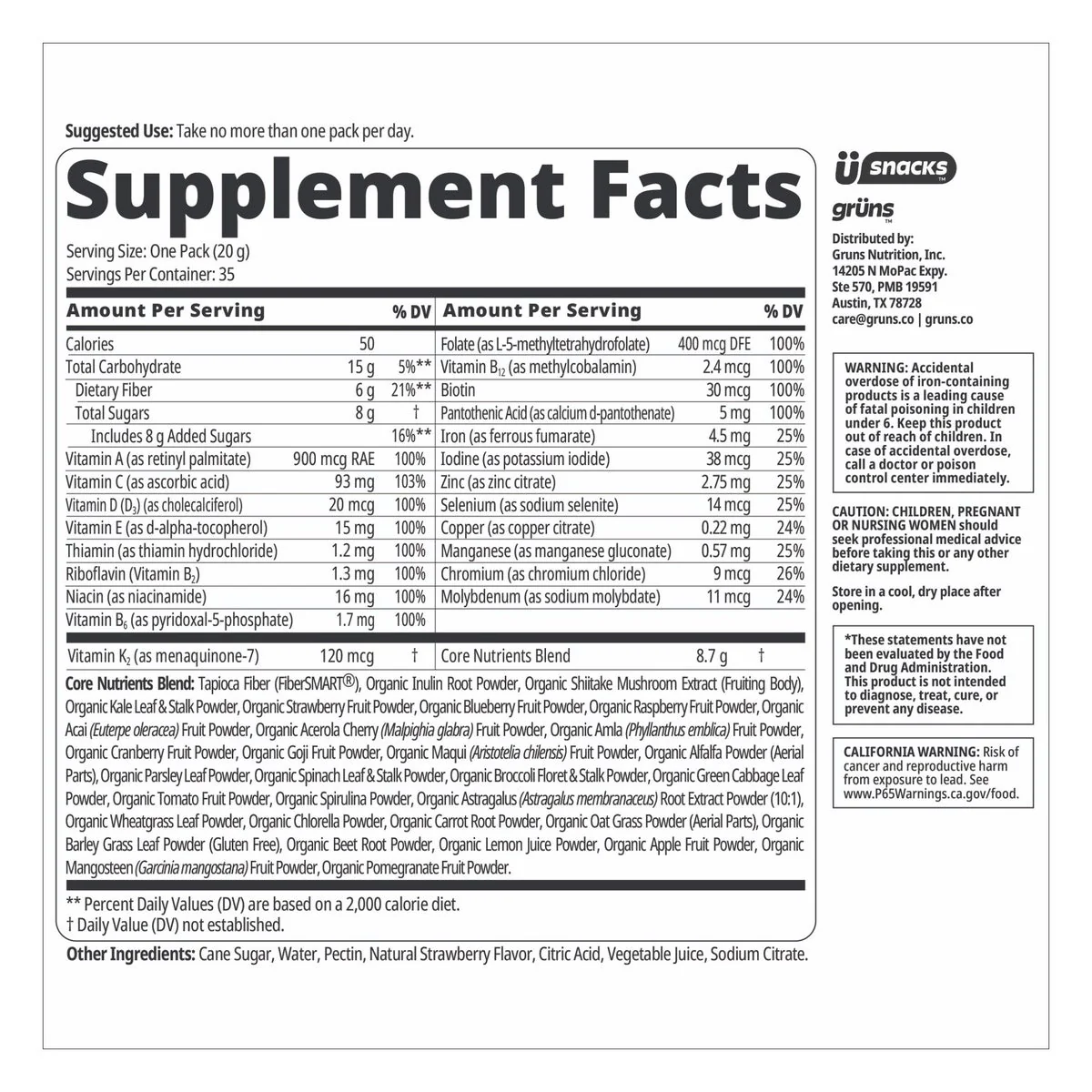 Grüns Adult Greens Gummies, 35 Daily Packs - Image 4